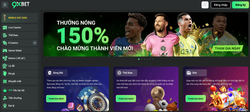 Giao diện cá cược thể thao 9XBET
